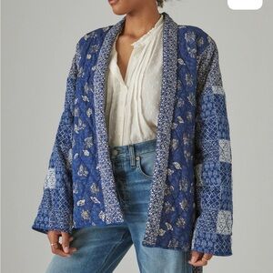 Lucky Brand Blue Floral Kimono Jacket